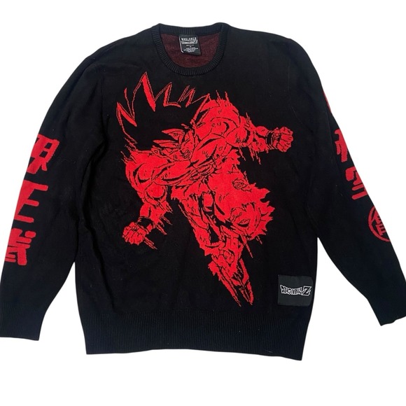 Dragon Ball Z Goku Super Saiyan Sweater Men M Black Animecore Y2K Christmas Edgy - Picture 1 of 9